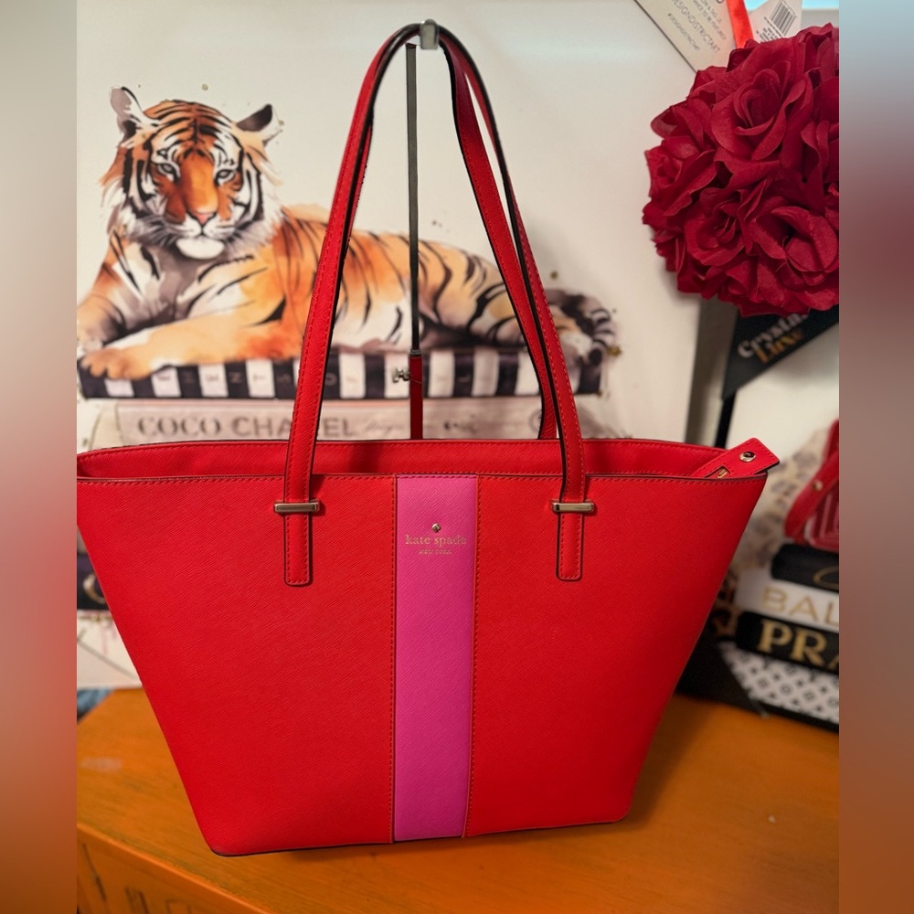 Kate Spade Red and Pink Tote Bag